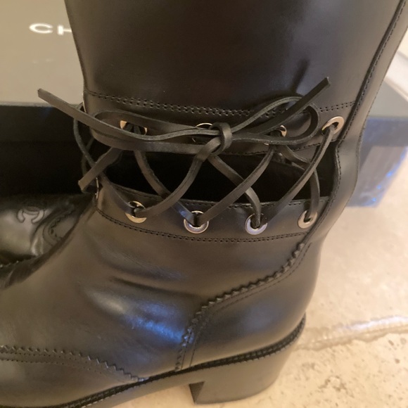 CHANEL black calfskin leather high boots, size 41 - Picture 5 of 8